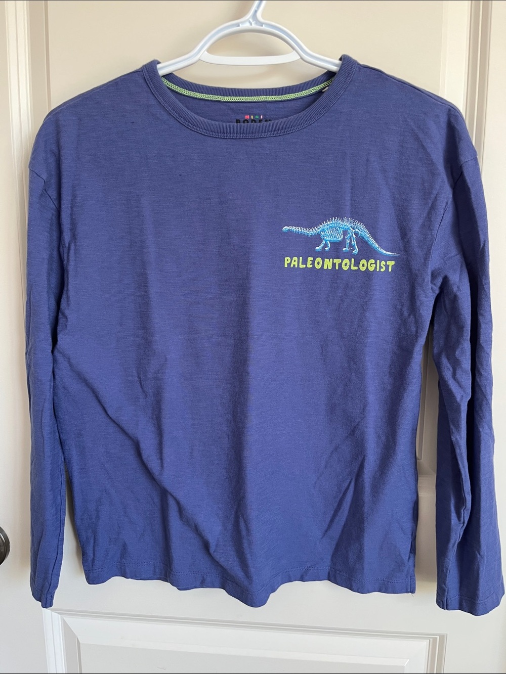 Mini Boden Navy Long-Sleeve Dino 'Paleontologist' Tee